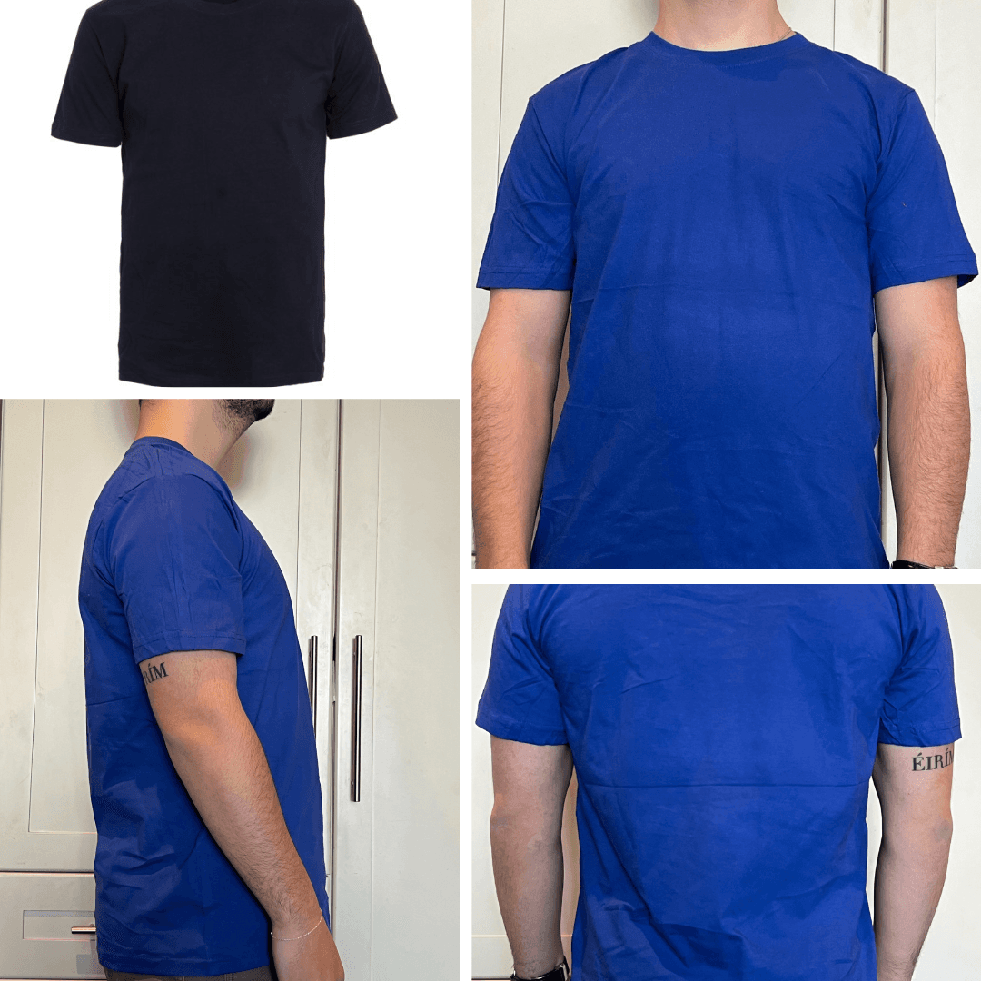 Black and royal blue corporate crewneck T-shirts